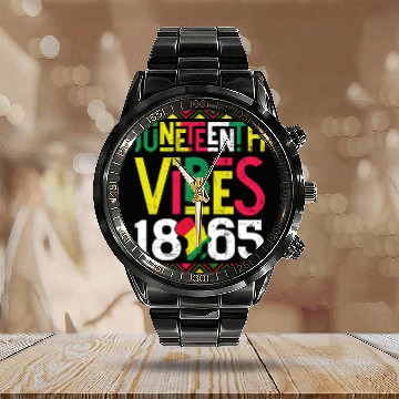 Discover Juneteenth Vibes Black Freedom Calendar Steel Band Watch