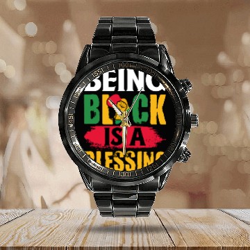 Discover Juneteenth Being Black Is A Blesseing Calendar Steel Band Watch