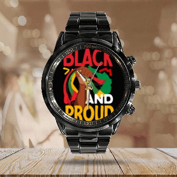 Discover Juneteenth Black And Proud Calendar Steel Band Watch
