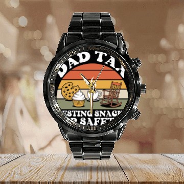 Discover Funny Dad Tax Testing Snacks For Safety Father's Calendar Steel Band Watch