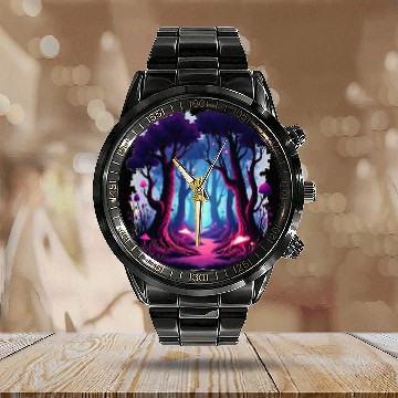 Discover Enchanted Forest Dreamscape Calendar Steel Band Watch