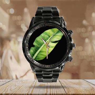 Discover Green Banana Leaf Calendar Steel Band Watch