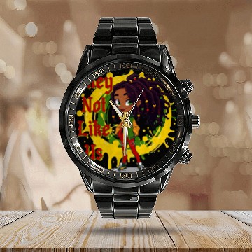 Discover They Not Like Us Black History Melanin African Calendar Steel Band Watch