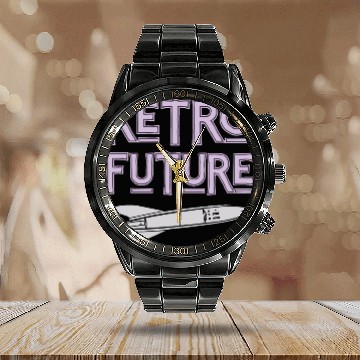 Discover Retro Future Rocket Nostalgia Calendar Steel Band Watch