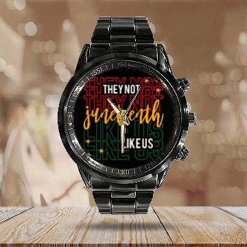 Discover Juneteenth They Not Like Us Calendar Steel Band Watch