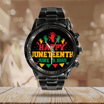 Discover Happy juneteenth june 19 1865 Calendar Steel Band Watch