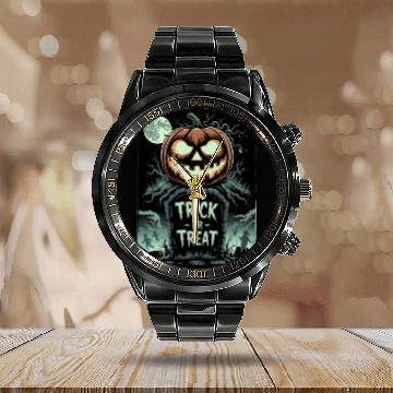 Discover Halloween Horror Scary Thriller Trick Or Treat Calendar Steel Band Watch