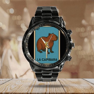 Discover LA CAPIBARA - THE CAPYBARA - LOTERÍA CARD Calendar Steel Band Watch