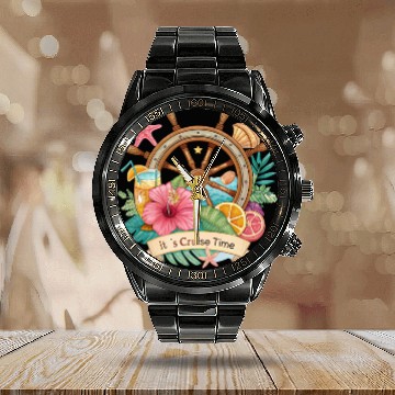 Discover It is Cruise Time Cruise Ship Calendar Steel Band Watch