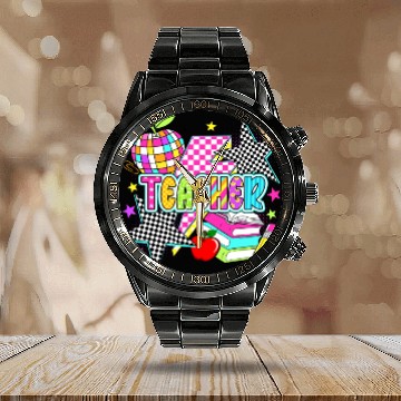 Discover Retro Teacher Preppy Teacher Calendar Steel Band Watch