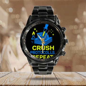 Discover Clinical Lab Tech Diagnostic Science Data Nerd Calendar Steel Band Watch