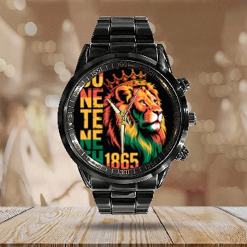 Discover Juneteenth 1865 Calendar Steel Band Watch