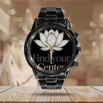 Discover Find Your Center Lotus Calendar Steel Band Watch
