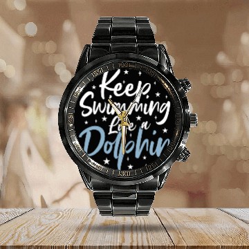 Discover Funny Swimming Saying Calendar Steel Band Watch