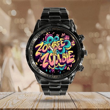 Discover Zombee Zombie Graffiti Calendar Steel Band Watch