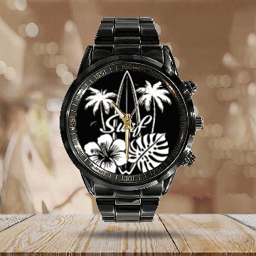Discover Tropical Surf Escape Calendar Steel Band Watch
