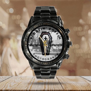 Discover BlacknWhite Coffin Homeless Street Famiy Give Back Calendar Steel Band Watch