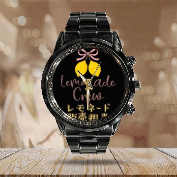 Discover Lemonade Crew Coquette Bow Calendar Steel Band Watch