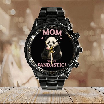 Discover Mom, You're Pandastic – Realistic Panda Mother's D Calendar Steel Band Watch
