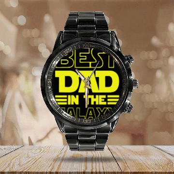 Discover Best Dad in the Galaxy Calendar Steel Band Watch