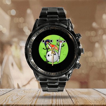 Discover Weapons Of Grass Destruction Funny Golf Pun Calendar Steel Band Watch