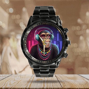 Discover Hip Hop Ape Vibes Calendar Steel Band Watch