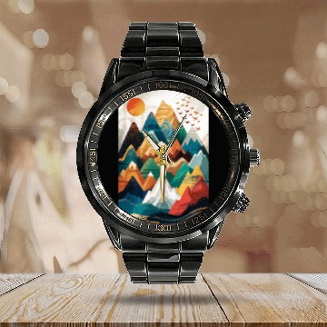Discover Geometric Summit Calendar Steel Band Watch