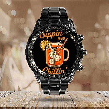 Discover Relaxed Drink Aesthetic Tees Calendar Steel Band Watch