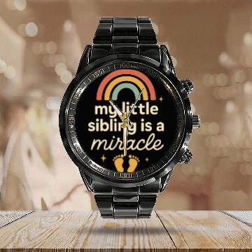 Discover NICU Sibling Preemie Big Brother Big Sister Calendar Steel Band Watch