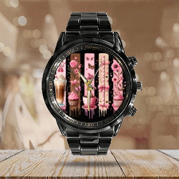 Discover Coquette Coffee Lover Calendar Steel Band Watch