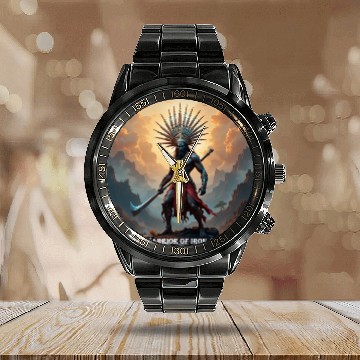 Discover Ogun: The Warrior of Iron and Strength Calendar Steel Band Watch