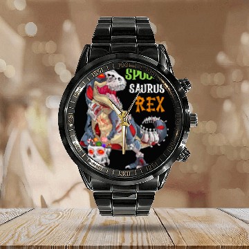 Discover Spookysaurus Rex Zombie Dinosaur Halloween Calendar Steel Band Watch