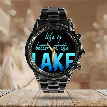Discover Life is Better at the Lake Summer Holida Calendar Steel Band Watch