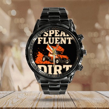 Discover Sprint Car Racing Dirt Track Speed Oval Race Calendar Steel Band Watch