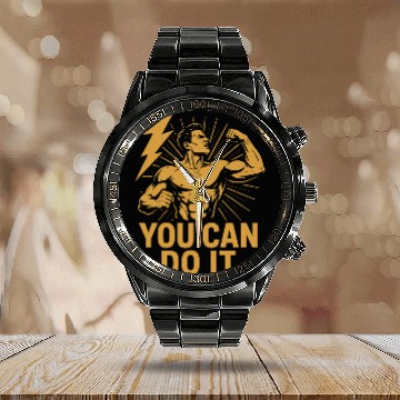 Discover Muscle Motivation Calendar Steel Band Watch