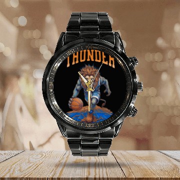 Discover thunder championship Lion Hoops Mascot Sports Calendar Steel Band Watch