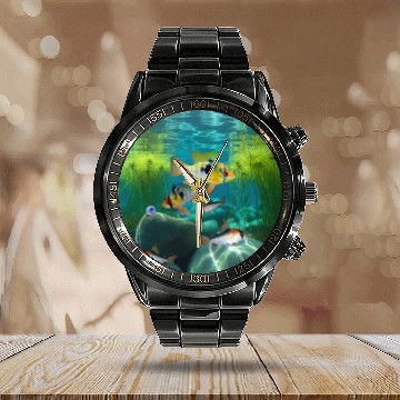 Discover German Blue Rams Pair Dwarf Cichlid Corydoras Fish Calendar Steel Band Watch