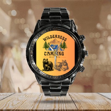 Discover Wilderness Camping – Pitch It and Pray Calendar Steel Band Watch
