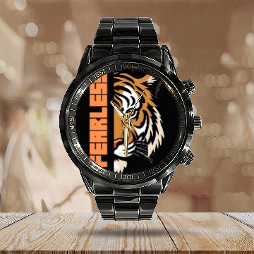 Discover Fearless Tiger Graphic Calendar Steel Band Watch
