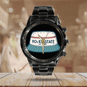 Discover 90s Kid State Of Mind Bucket Hat Retro 90s Calendar Steel Band Watch