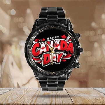 Discover Canada's national day - Canadian pride Calendar Steel Band Watch