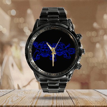 Discover 2 Turtles Conscience Team Devil Angel Evil Good Calendar Steel Band Watch