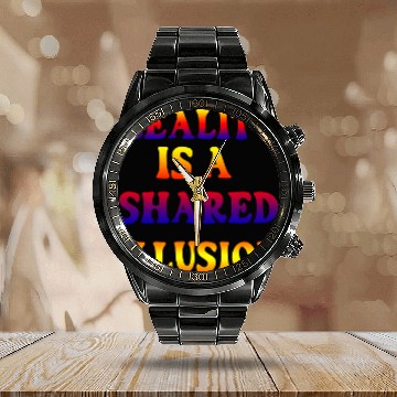 Discover Vivid Psychedelic Illusion Text Calendar Steel Band Watch