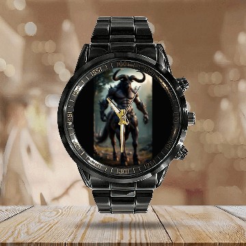 Discover Dark Minotaur Warrior Fantasy Art Calendar Steel Band Watch