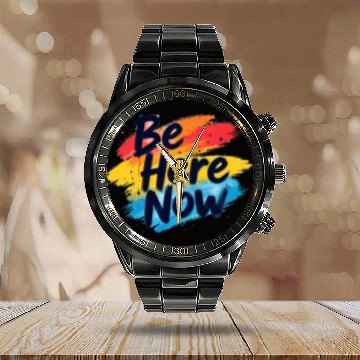 Discover Be Here Now Mindfulness Inspirational Calendar Steel Band Watch