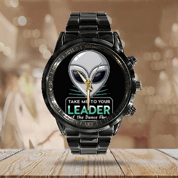 Discover Take Me To Your Leader Alien Rave Retro 2000s Y2K Calendar Steel Band Watch