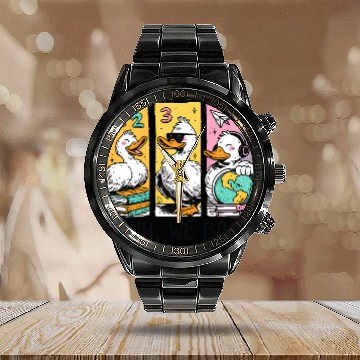 Discover Bruh We Back Silly Goose Back to School Calendar Steel Band Watch