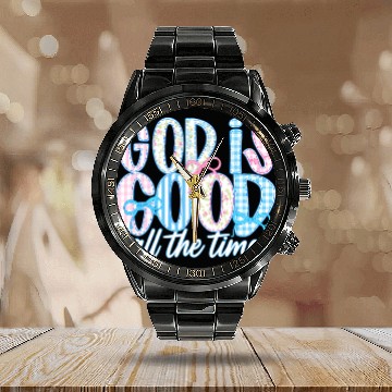Discover God Is Good All The Time Preppy Boho Christian Calendar Steel Band Watch