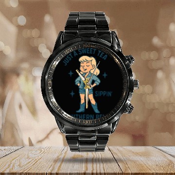 Discover Sweet Tea Southern Belle Calendar Steel Band Watch