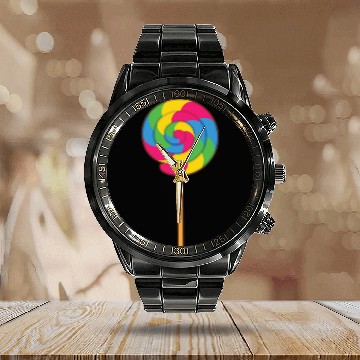 Discover Lollipop Rainbow Sucker Candy Halloween Costume Calendar Steel Band Watch